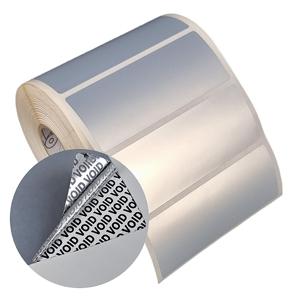Etiqueta adesiva 90x35mm 9x3,5cm VOID prata fosco p/ Zebra Argox Elgin - Rolo c/ 789 (30m)