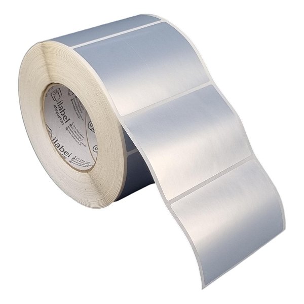 Etiqueta adesiva 100x70mm 10x7cm VOID prata fosco p/ Zebra ZT230 S4M ZT410 - Rolo c/ 1233 (90m) Tubete 3 polegadas