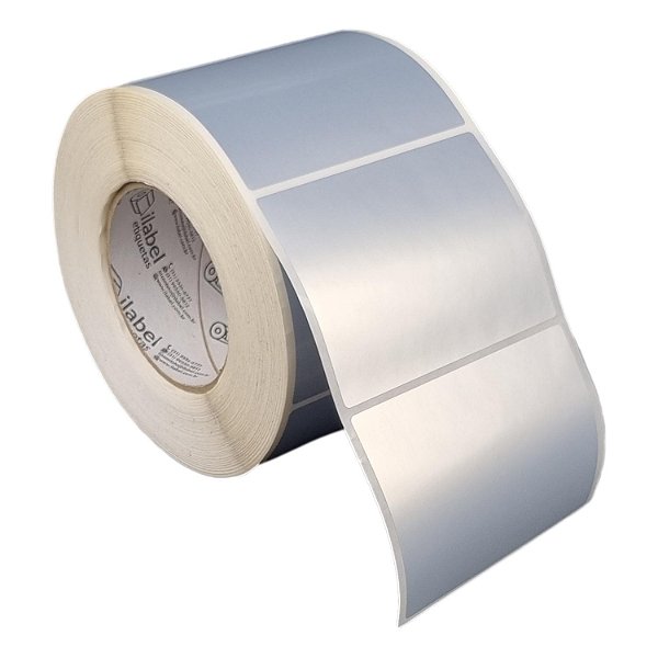 Etiqueta adesiva 100x75mm 10x7,5cm VOID prata fosco p/ Zebra ZT230 S4M ZT410 Rolo c/ 1155 (90m) Tubete 3 polegadas
