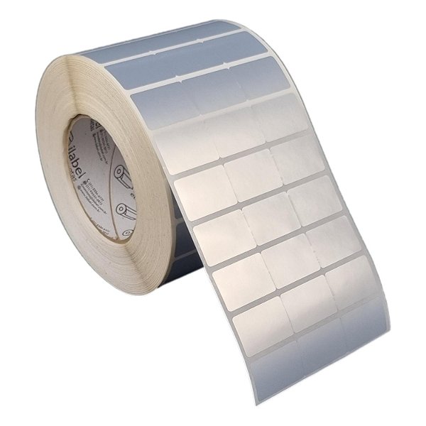 Etiqueta adesiva 34x23mm 3,4x2,3cm (3 colunas) VOID prata fosco Zebra ZT230 S4M ZT410 Rolo 90m Tubete 3 polegadas