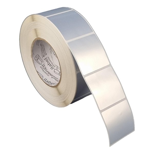 Etiqueta adesiva 50x50mm 5x5cm (1 coluna) VOID prata fosco p/ Zebra ZT230 S4M ZT410 Rolo c/ 90m Tubete 3 polegadas