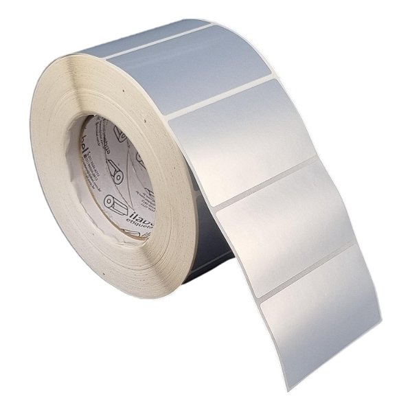 Etiqueta adesiva 85x50mm 8,5x5cm VOID prata fosco p/ Zebra ZT230 S4M ZT410 - Rolo c/ 1698 (90m) Tubete 3 polegadas
