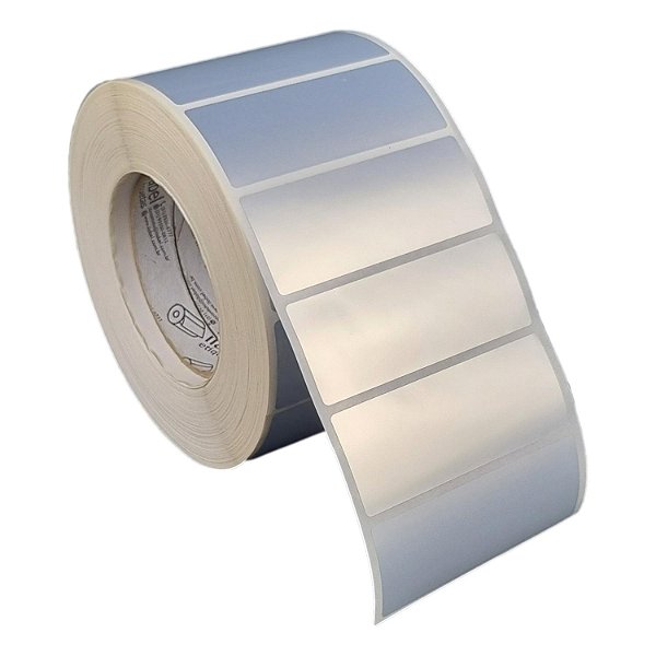 Etiqueta adesiva 90x35mm 9x3,5cm VOID prata fosco p/ Zebra ZT230 S4M ZT410 - Rolo c/ 2368 (90m) Tubete 3 polegadas