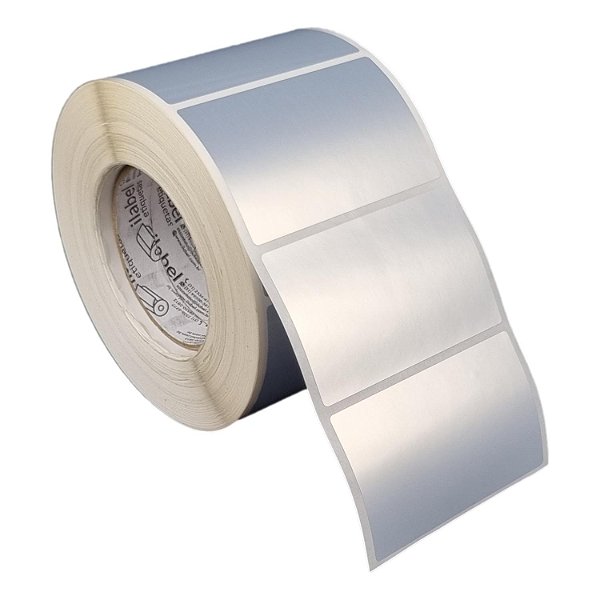 Etiqueta adesiva 95x60mm 9,5x6cm VOID prata fosco p/ Zebra ZT230 S4M ZT410 - Rolo c/ 1428 (90m) Tubete 3 polegadas
