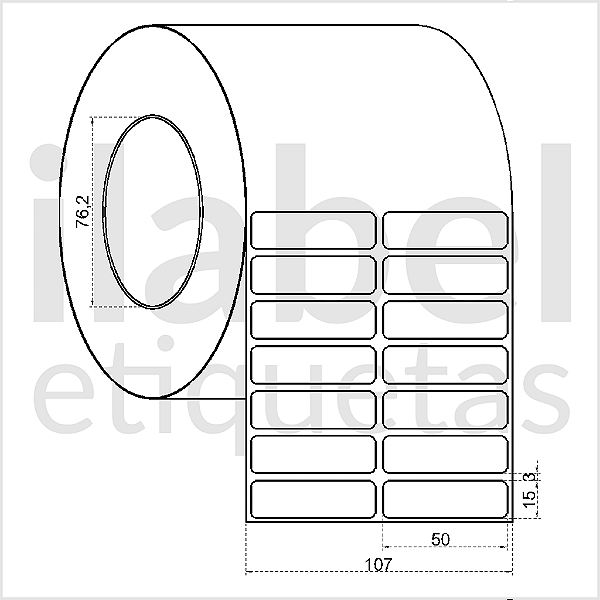 Etiqueta adesiva 50x15mm 5x1,5cm (2 colunas) VOID prata fosco p/ Zebra ZT230 S4M ZT410 Rolo 90m Tubete 3 polegadas
