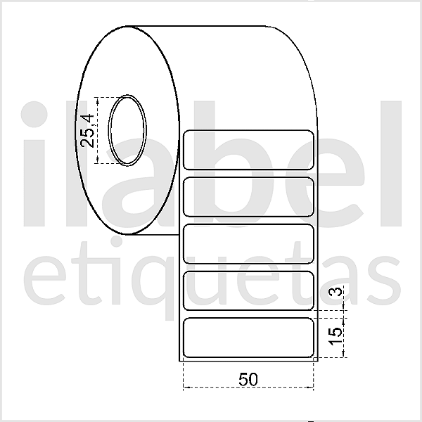 Etiqueta adesiva 50x15mm 5x1,5cm (1 coluna) VOID prata fosco p/ Zebra Argox Elgin - Rolo c/ 1666 (30m)