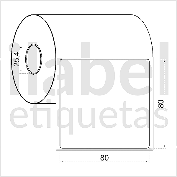 Etiqueta adesiva 80x80mm 8x8cm VOID prata fosco p/ Zebra Argox Elgin - Rolo c/ 361 (30m)