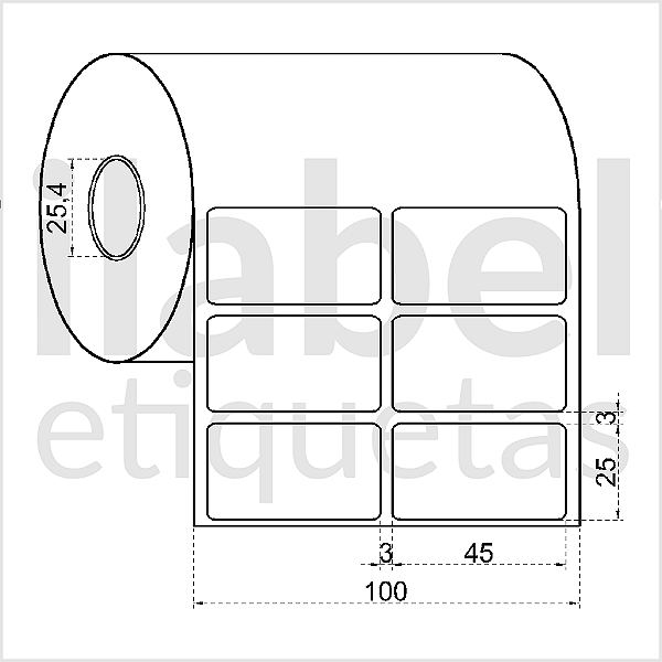 Etiqueta adesiva 45x25mm 4,5x2,5cm (2 colunas) VOID prata fosco p/ Zebra Argox Elgin - Rolo c/ 2142 (30m)