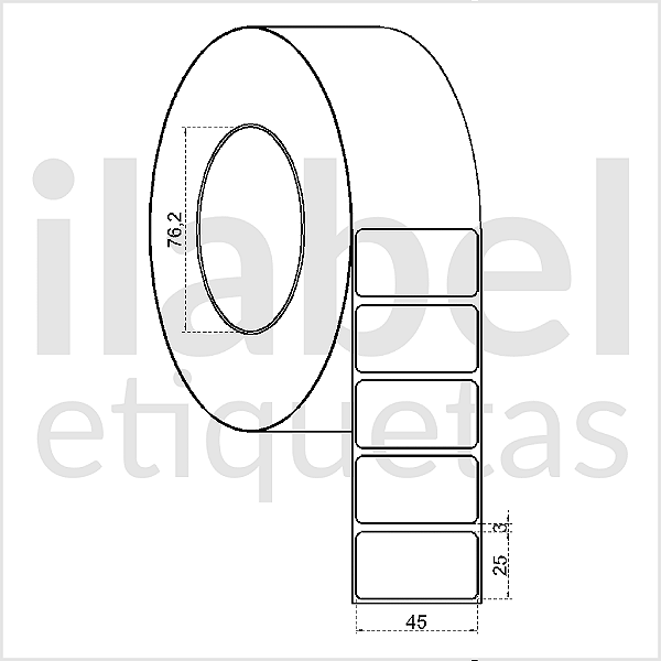 Etiqueta adesiva 45x25mm 4,5x2,5cm (1 coluna) VOID prata fosco p/ Zebra ZT230 S4M ZT410 Rolo 90m Tubete 3 polegadas