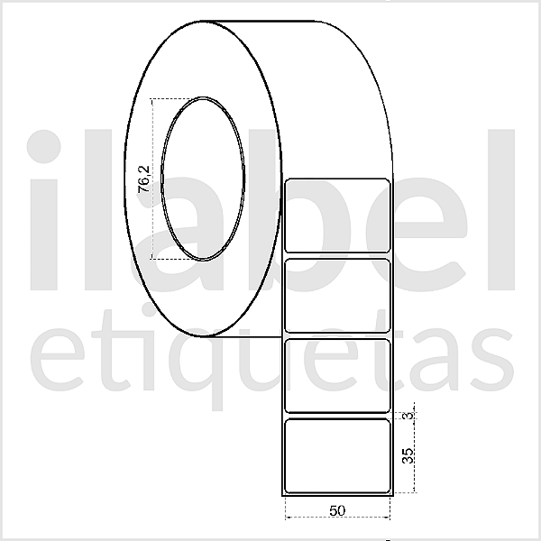 Etiqueta adesiva 50x35mm 5x3,5cm (1 coluna) VOID prata fosco Zebra ZT230 S4M ZT410 Rolo c/ 90m Tubete 3 polegadas