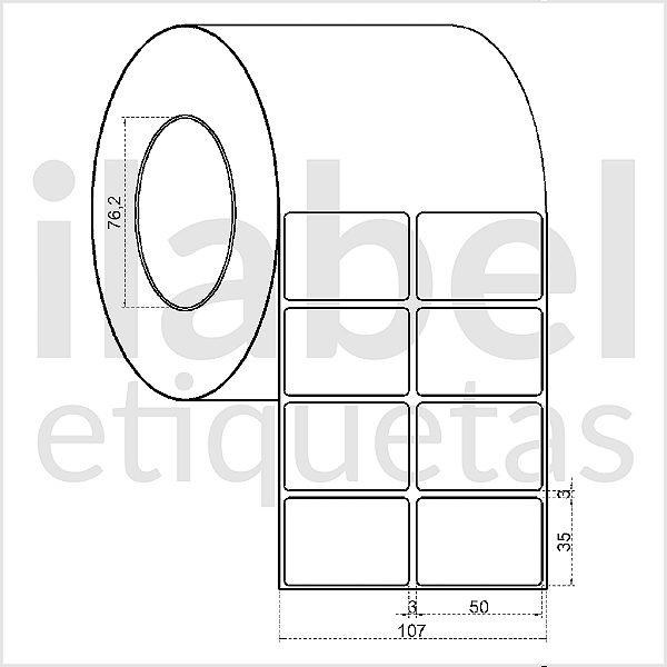 Etiqueta adesiva 50x35mm 5x3,5cm (2 colunas) VOID prata fosco Zebra ZT230 S4M ZT410 Rolo c/ 90m Tubete 3 polegadas