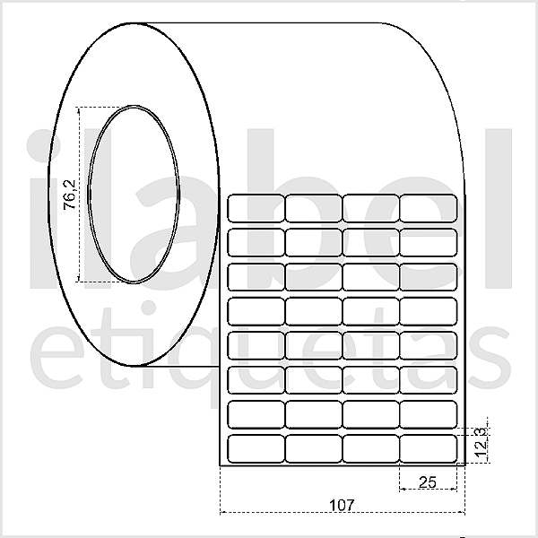 Etiqueta adesiva 25x12mm 2,5x1,2cm (4 colunas) VOID prata fosco Zebra ZT230 S4M ZT410 Rolo 90m Tubete 3 polegadas