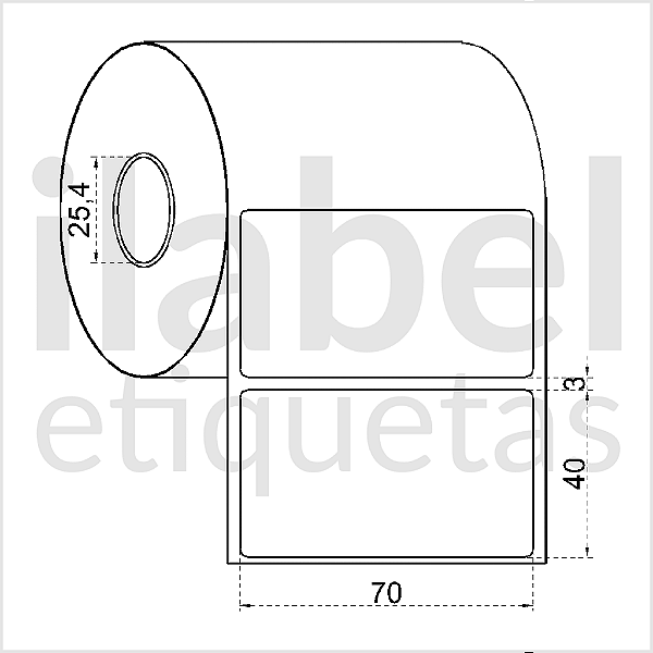 Etiqueta adesiva 70x40mm 7x4cm VOID prata fosco p/ Zebra Argox Elgin - Rolo c/ 698 (30m)