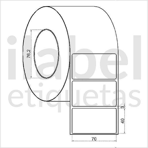 Etiqueta adesiva 70x40mm 7x4cm VOID prata fosco p/ Zebra ZT230 S4M ZT410 - Rolo c/ 2094 (90m) Tubete 3 polegadas