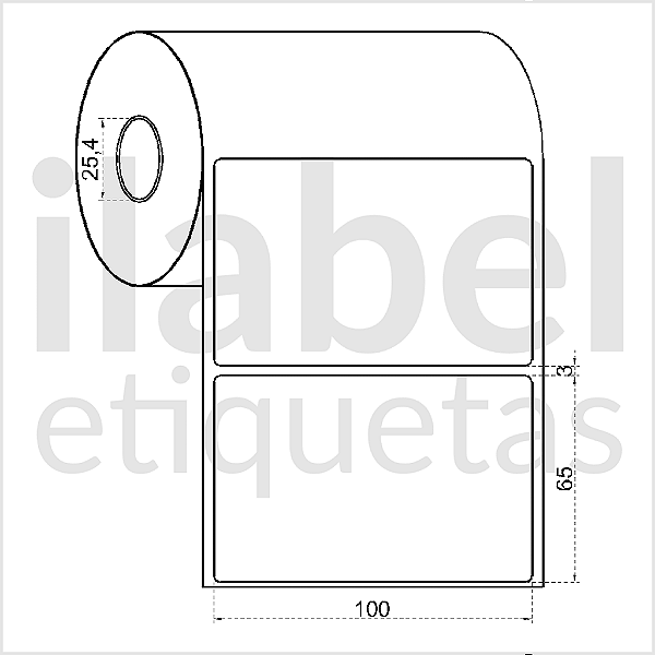 Etiqueta adesiva 100x65mm 10x6,5cm VOID prata fosco p/ Zebra Argox Elgin - Rolo c/ 441 (30m)