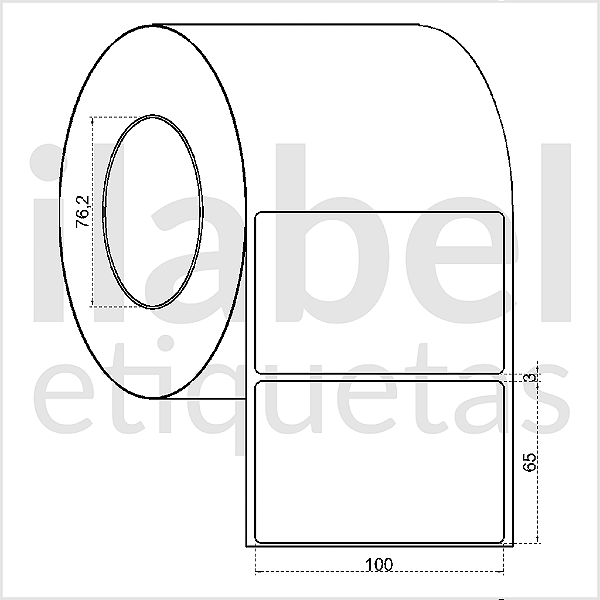 Etiqueta adesiva 100x65mm 10x6,5cm VOID prata fosco p/ Zebra ZT230 S4M ZT410 Rolo c/ 1323 (90m) Tubete 3 polegadas