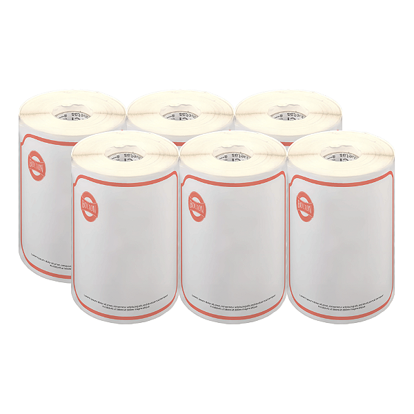 Etiqueta adesiva personalizada 100x70mm 10x7cm Couche para Zebra Argox Elgin - 6 rolos com 411 (30m)