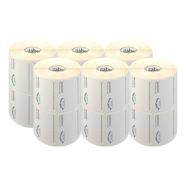 Etiqueta adesiva personalizada 50x40mm 5x4cm (2 colunas) Couche para Zebra Argox Elgin - 6 rolos com 1394 (30m)