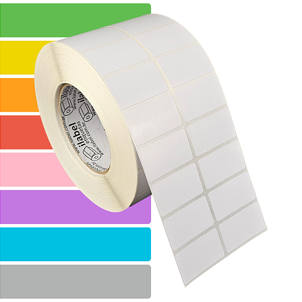 Etiqueta adesiva 45x25mm 4,5x2,5cm (2 colunas) Couche REMOVÍVEL p/ Zebra ZT230 S4M ZT410 Rolo 90m Tubete 3 pol