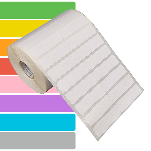 Etiqueta adesiva 50x15mm 5x1,5cm (2 colunas s/ espaçamento) Couche REMOVÍVEL p/ Zebra Argox Elgin - Rolo c/ 30m
