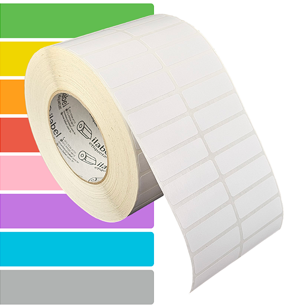 Etiqueta adesiva 50x15mm 5x1,5cm (2 colunas) Couche REMOVÍVEL p/ Zebra ZT230 S4M ZT410 Rolo c/ 90m Tubete 3 pol