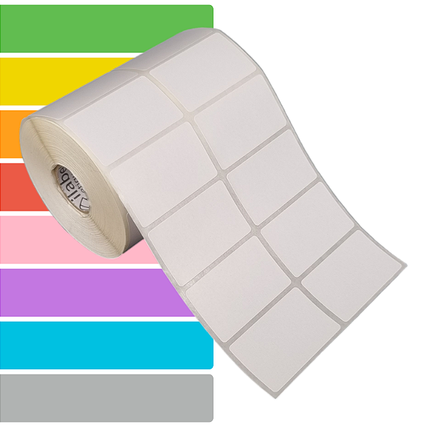 Etiqueta adesiva 50x30mm 5x3cm (2 colunas) Couche REMOVÍVEL p/ Zebra Argox Elgin - Rolo c/ 1818 (30m)