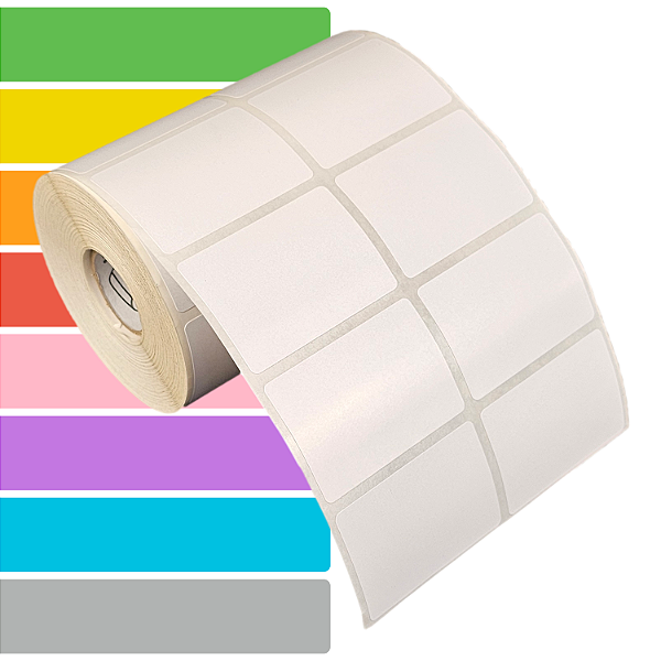 Etiqueta adesiva 50x35mm 5x3,5cm (2 colunas) Couche REMOVÍVEL p/ Zebra Argox Elgin - Rolo c/ 1578 (30m)