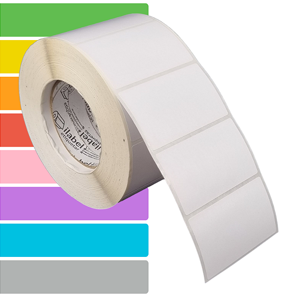 Etiqueta adesiva 85x50mm 8,5x5cm Couche REMOVÍVEL p/ Zebra ZT230 S4M ZT410 - Rolo c/ 90m Tubete 3 polegadas