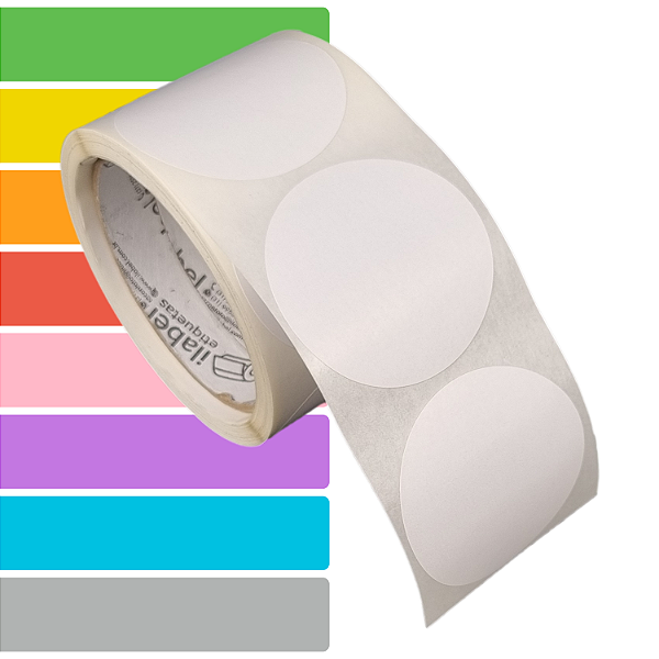 Etiqueta adesiva redonda 60mm 6cm Couche REMOVÍVEL - Rolo c/ 250 (15,8m)