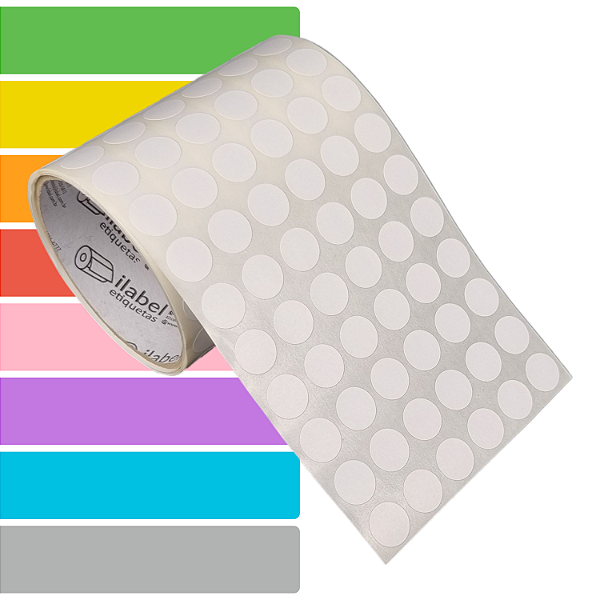 Etiqueta adesiva redonda bolinha 15mm 1,5cm Couche REMOVÍVEL - Rolo c/ 1000 (3,6m)