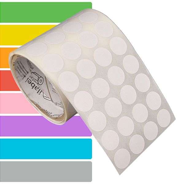 Etiqueta adesiva redonda bolinha 20mm 2cm Couche REMOVÍVEL - Rolo c/ 1000 (5,8m)