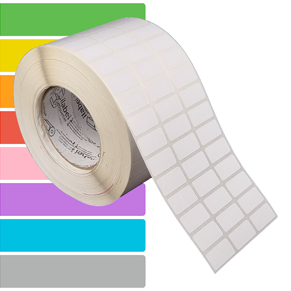 Etiqueta adesiva 30x15mm 3x1,5cm (3 colunas) Tyvek® p/ Zebra ZT230 S4M ZT410 Rolo c/ 90m Tubete 3 polegadas