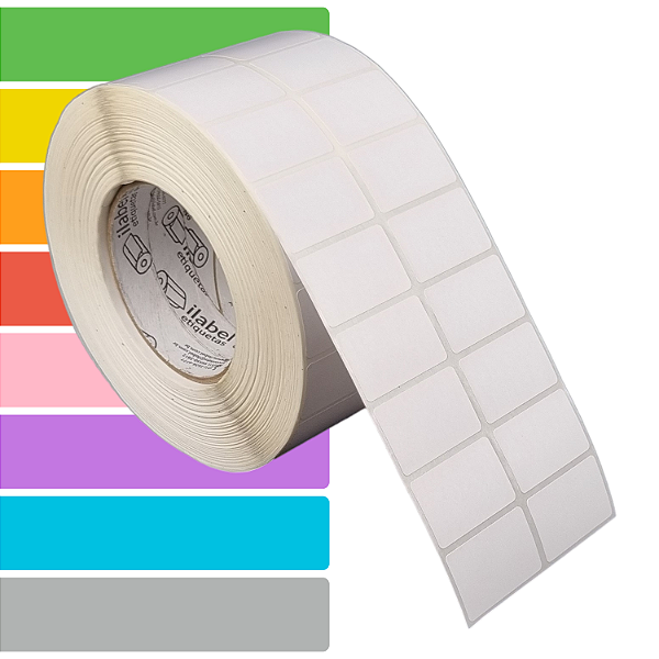 Etiqueta adesiva 40x25mm 4x2,5cm (2 colunas) Tyvek® p/ Zebra ZT230 S4M ZT410 - Rolo c/ 90m Tubete 3 polegadas