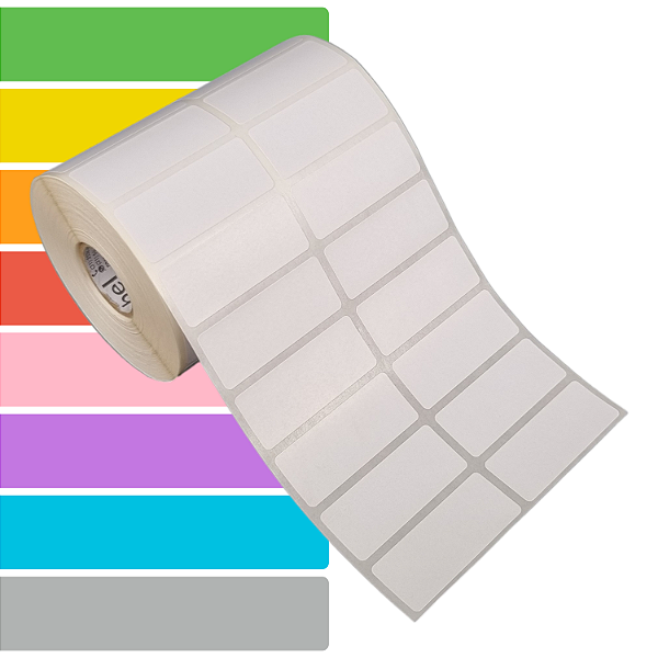 Etiqueta adesiva 50x20mm 5x2cm (2 colunas) Tyvek® p/ Zebra Argox Elgin - Rolo c/ 2608 (30m)