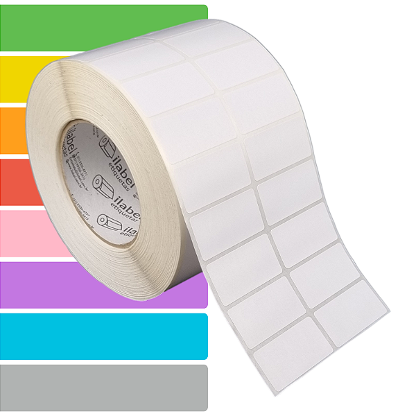 Etiqueta adesiva 50x25mm 5x2,5cm (2 colunas) Tyvek® p/ Zebra ZT230 S4M ZT410 - Rolo c/ 90m Tubete 3 polegadas