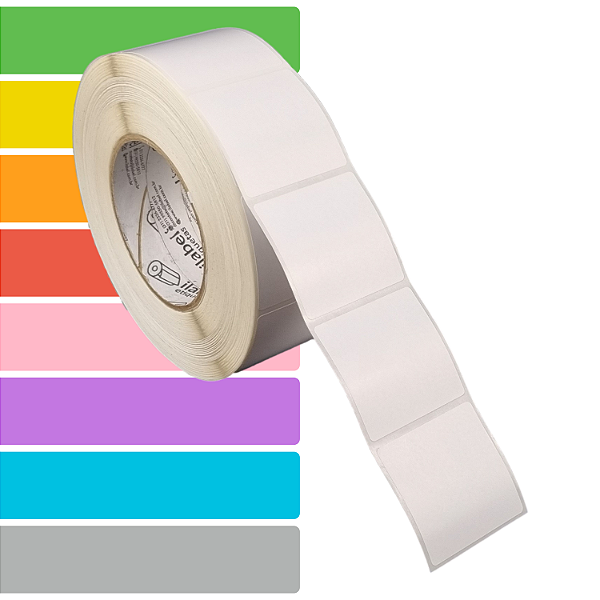 Etiqueta adesiva 50x50mm 5x5cm (1 coluna) Tyvek® p/ Zebra ZT230 S4M ZT410 Rolo c/ 1698 (90m) Tubete 3 polegadas