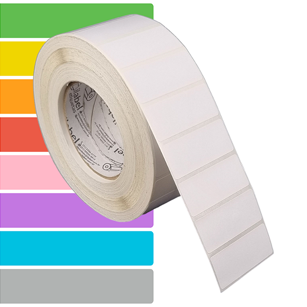 Etiqueta adesiva 60x25mm 6x2,5cm Tyvek® p/ Zebra ZT230 S4M ZT410 - Rolo c/ 3213 (90m) Tubete 3 polegadas
