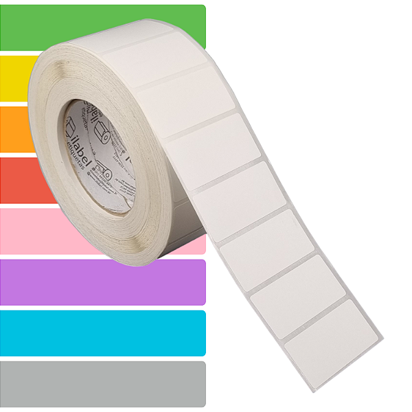 Etiqueta adesiva 60x30mm 6x3cm Tyvek® p/ Zebra ZT230 S4M ZT410 - Rolo c/ 2727 (90m) Tubete 3 polegadas