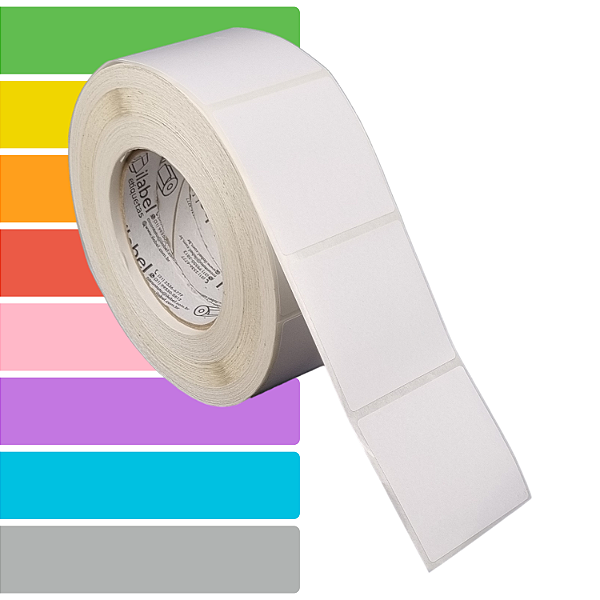 Etiqueta adesiva 60x60mm 6x6cm Tyvek® p/ Zebra ZT230 S4M ZT410 - Rolo c/ 1428 (90m) Tubete 3 polegadas