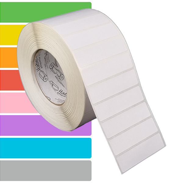 Etiqueta adesiva 80x20mm 8x2cm Tyvek® p/ Zebra ZT230 S4M ZT410 - Rolo c/ 3912 (90m) Tubete 3 polegadas