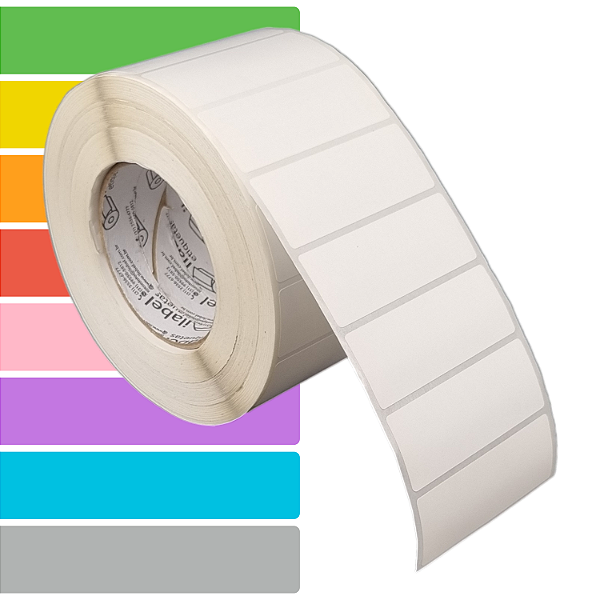 Etiqueta adesiva 80x30mm 8x3cm Tyvek® p/ Zebra ZT230 S4M ZT410 - Rolo c/ 2727 (90m) Tubete 3 polegadas