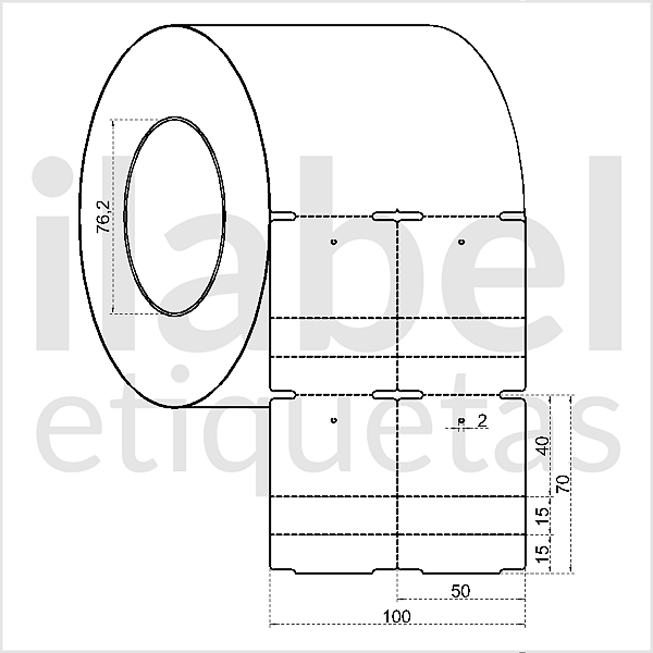 Etiqueta tag roupa adesiva 50x70mm 5x7cm (2 col) 2 picotes Térmica cartão (impressão sem ribbon) 90m 3 pol