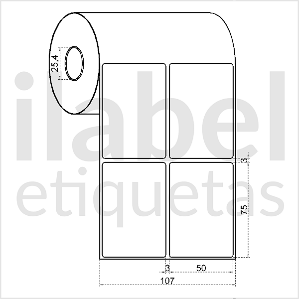 Etiqueta adesiva 50x75mm 5x7,5cm (2 colunas) BOPP p/ CONGELADOS p/ Zebra Argox Elgin - Rolo c/ 768 (30m)