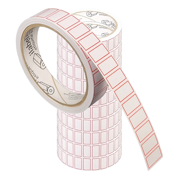 Etiqueta adesiva tarja borda vermelha de preço multiuso 20x12mm 2x1,2cm Nº 11 - 10 rolos com 1000 (12m)