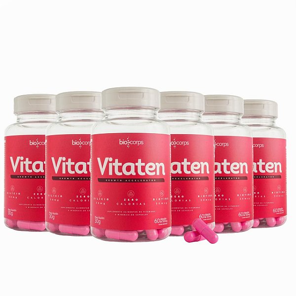 6 Potes - Vitaten Hair 60 cápsulas  (Tratamento 6 meses) frete gratís