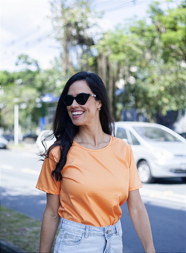 CAMISETA GOLA CARECA LARANJA - ALGODÃO EGÍPCIO