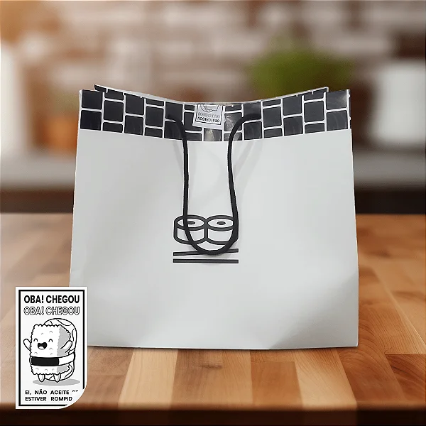 Sacola Delivery (25x19x22cm) Linha White - 100 unid. + Brinde