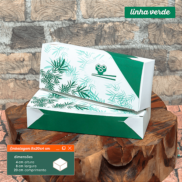 Caixa Sushi HOT (20x8x4cm) Linha Verde - 100 unid.