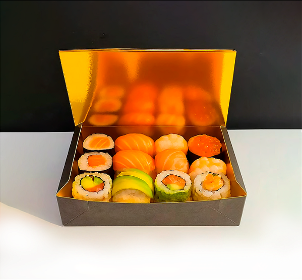 Caixa Sushi P (10x15x5cm) Black Ouro - 100 unid.