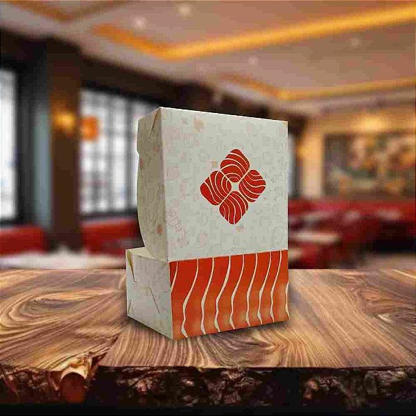 Caixa Sushi Extra Pequena (8x8x5cm) Linha Salmão - 100 unid.